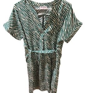Solution Green & White Zebra Print Wrap Dress – Small - EUC